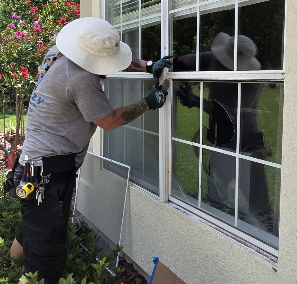 Removing a broken window pane